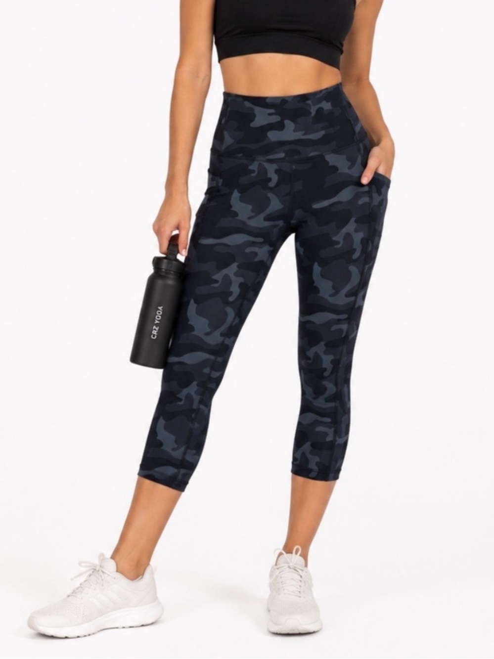 NWT CRZ YOGA Camo High Rise Pocket Capri Leggings XL 14 Athletic